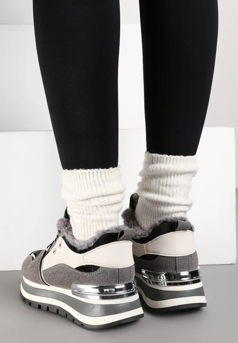Szare Sneakersy na Zimę z Futerkowym Ociepleniem Vertiste