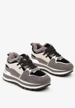 Szare Sneakersy na Zimę z Futerkowym Ociepleniem Vertiste