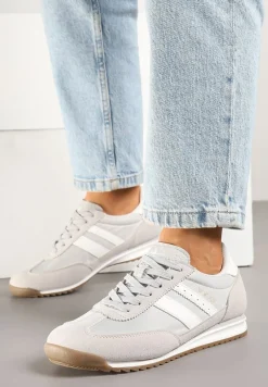 Szare Sneakersy Vico z Ozdobnymi Paskami Voinea