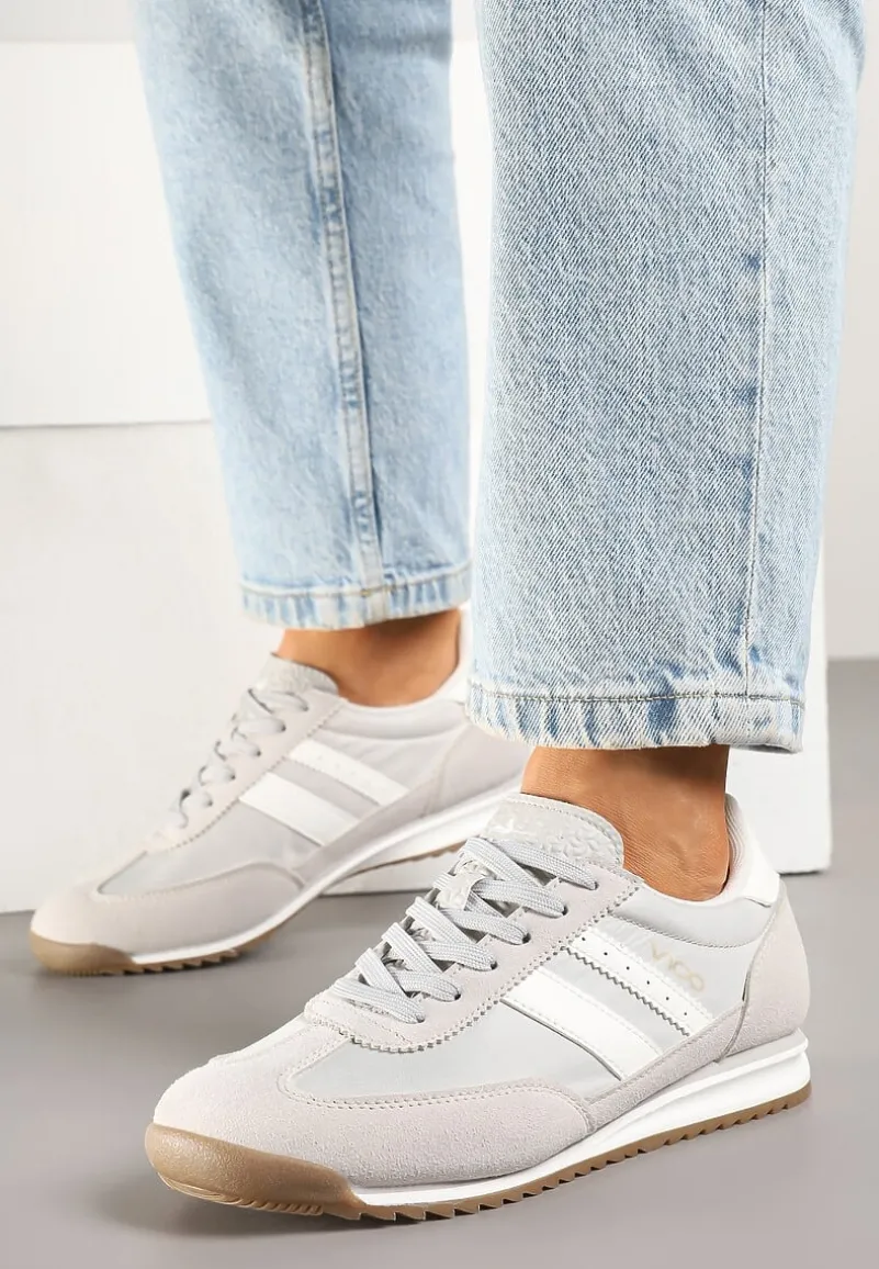 Szare Sneakersy Vico z Ozdobnymi Paskami Voinea