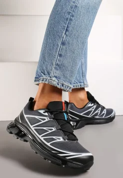 Szare Sneakersy z Ozdobnymi Wstawkami i Ściąganą Gumką Aineri