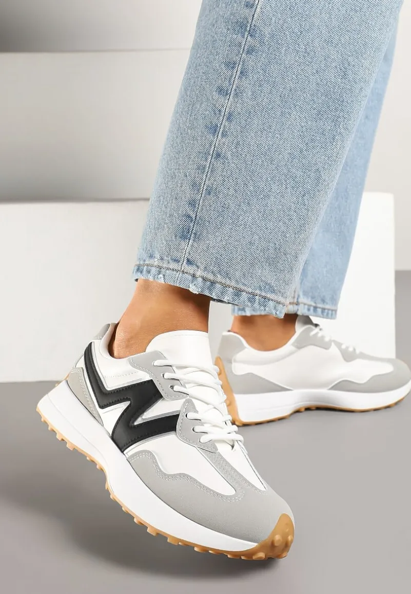 Szare Sneakersy z Przeszyciami i Ozdobnym Bieżnikiem Weonessa