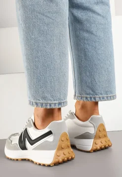 Szare Sneakersy z Przeszyciami i Ozdobnym Bieżnikiem Weonessa