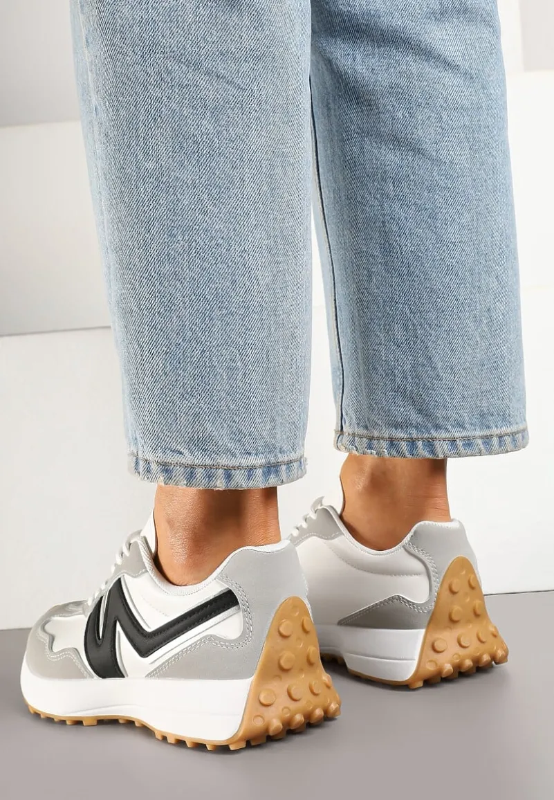 Szare Sneakersy z Przeszyciami i Ozdobnym Bieżnikiem Weonessa