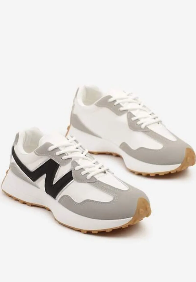 Szare Sneakersy z Przeszyciami i Ozdobnym Bieżnikiem Weonessa