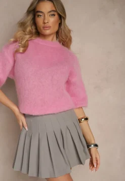 Szare Spódnico-Spodenki High Waist z Plisami w Stylu Tennis Skirt Ninaris