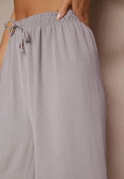 Szare Spodnie Kuloty z Bawełną High Waist Azetia