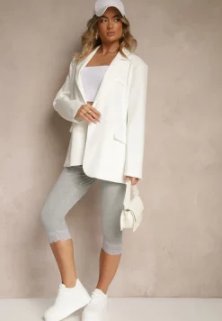 Szare Spodnie z Bawełny o Długości 3/4 Legginsy Abiknia