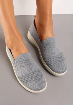 Szare Sportowe Tenisówki z Elastyczną Materiałową Cholewką Nobilara