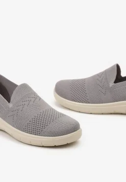 Szare Sportowe Tenisówki z Elastyczną Materiałową Cholewką Nobilara
