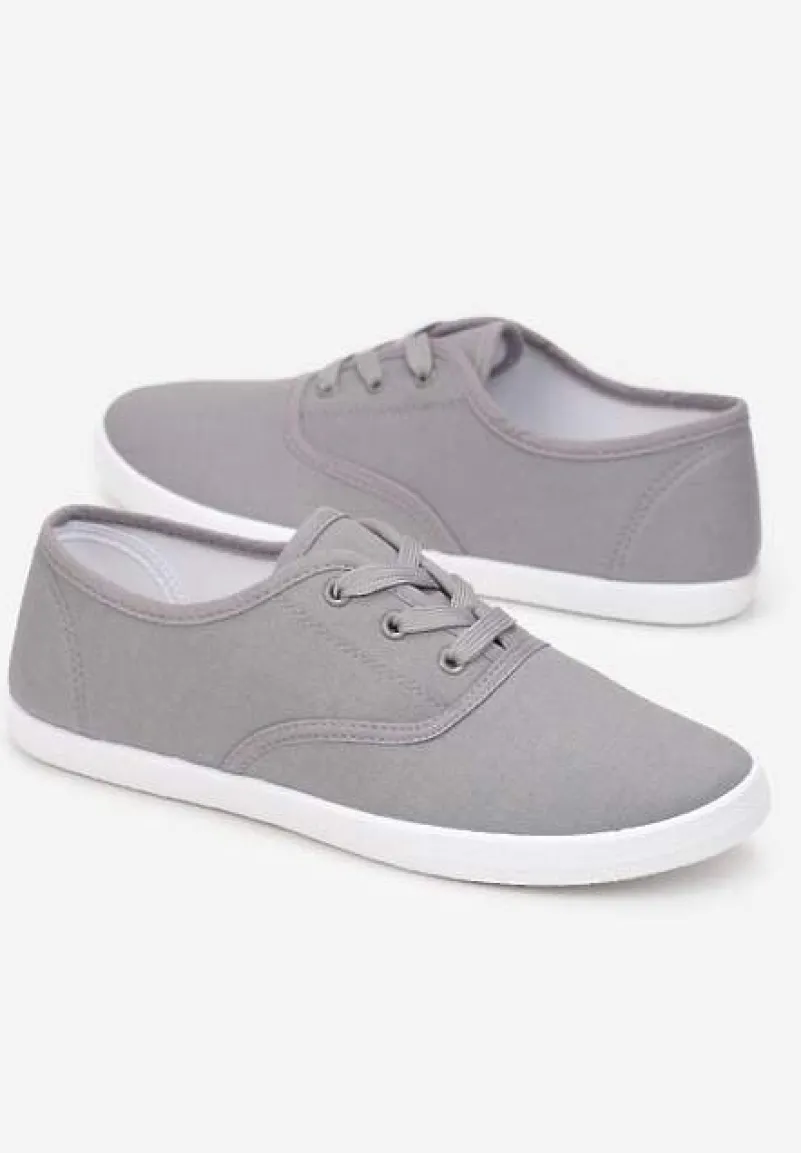 Szare Sznurowane Tenisówki Przed Kostkę Jennessa