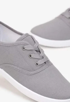 Szare Sznurowane Tenisówki Przed Kostkę Jennessa