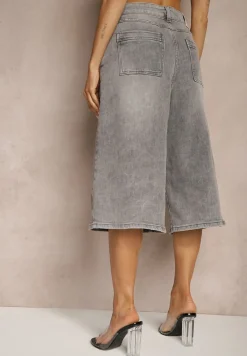 Szare Szorty Jeansowe Bermudy Baggy Talienne