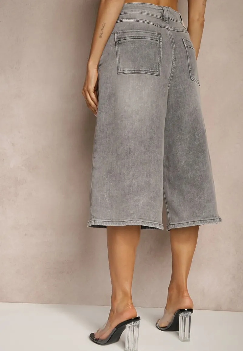 Szare Szorty Jeansowe Bermudy Baggy Talienne