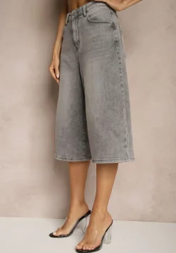 Szare Szorty Jeansowe Bermudy Baggy Talienne