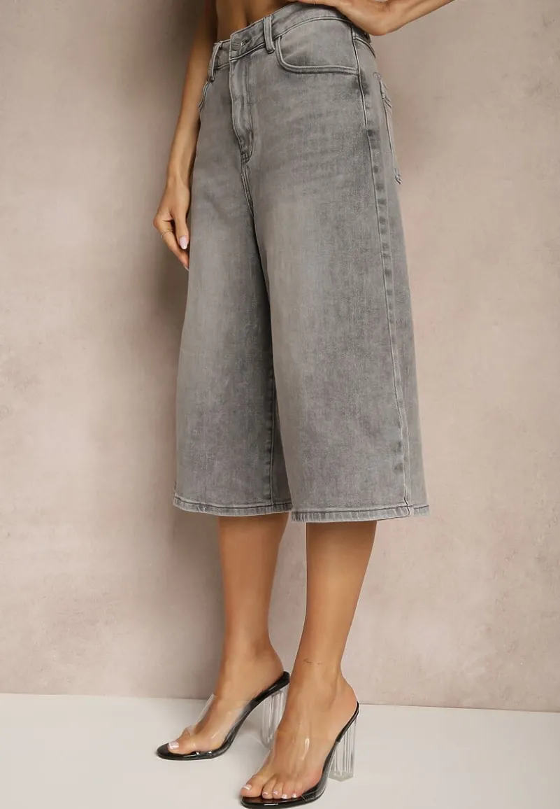 Szare Szorty Jeansowe Bermudy Baggy Talienne