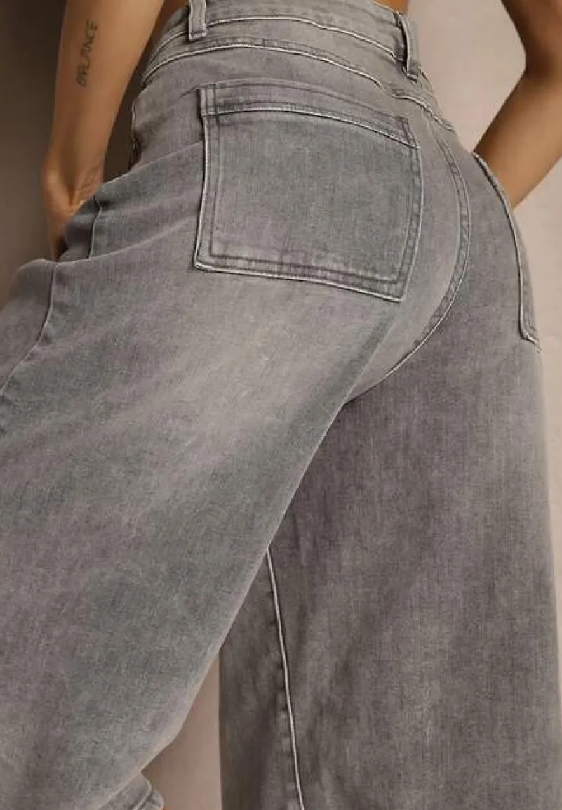 Szare Szorty Jeansowe Bermudy Baggy Talienne