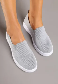 Szare Tenisówki Ozdobione Siateczkową Cholewką Eraniletia