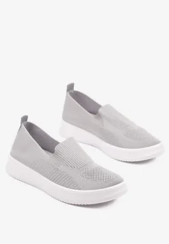 Szare Tenisówki Ozdobione Siateczkową Cholewką Eraniletia