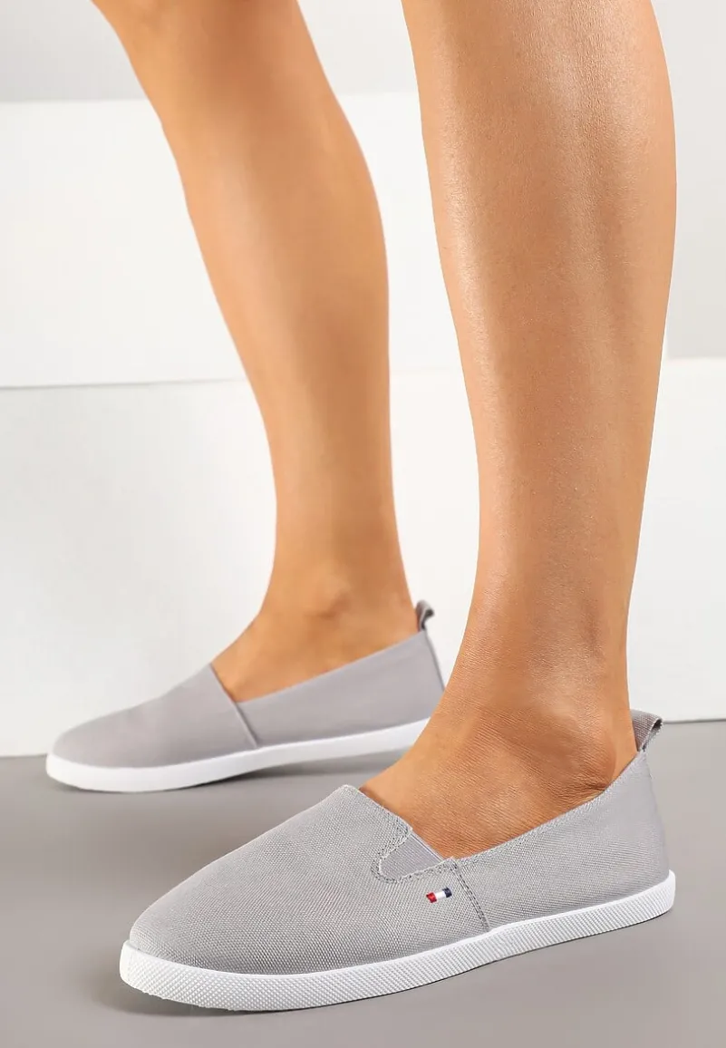 Szare Tenisówki Vices Basic z Materiałowymi Gumkami Aretela