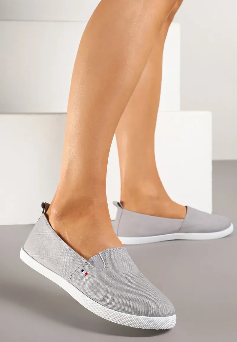 Szare Tenisówki Vices Basic z Materiałowymi Gumkami Aretela