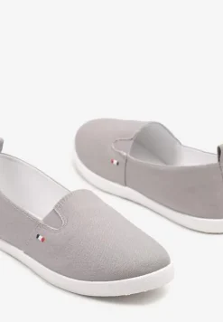 Szare Tenisówki Vices Basic z Materiałowymi Gumkami Aretela