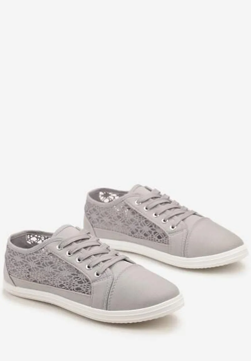 Szare Tenisówki z Ażurowymi Wstawkami Po Bokach Salessa