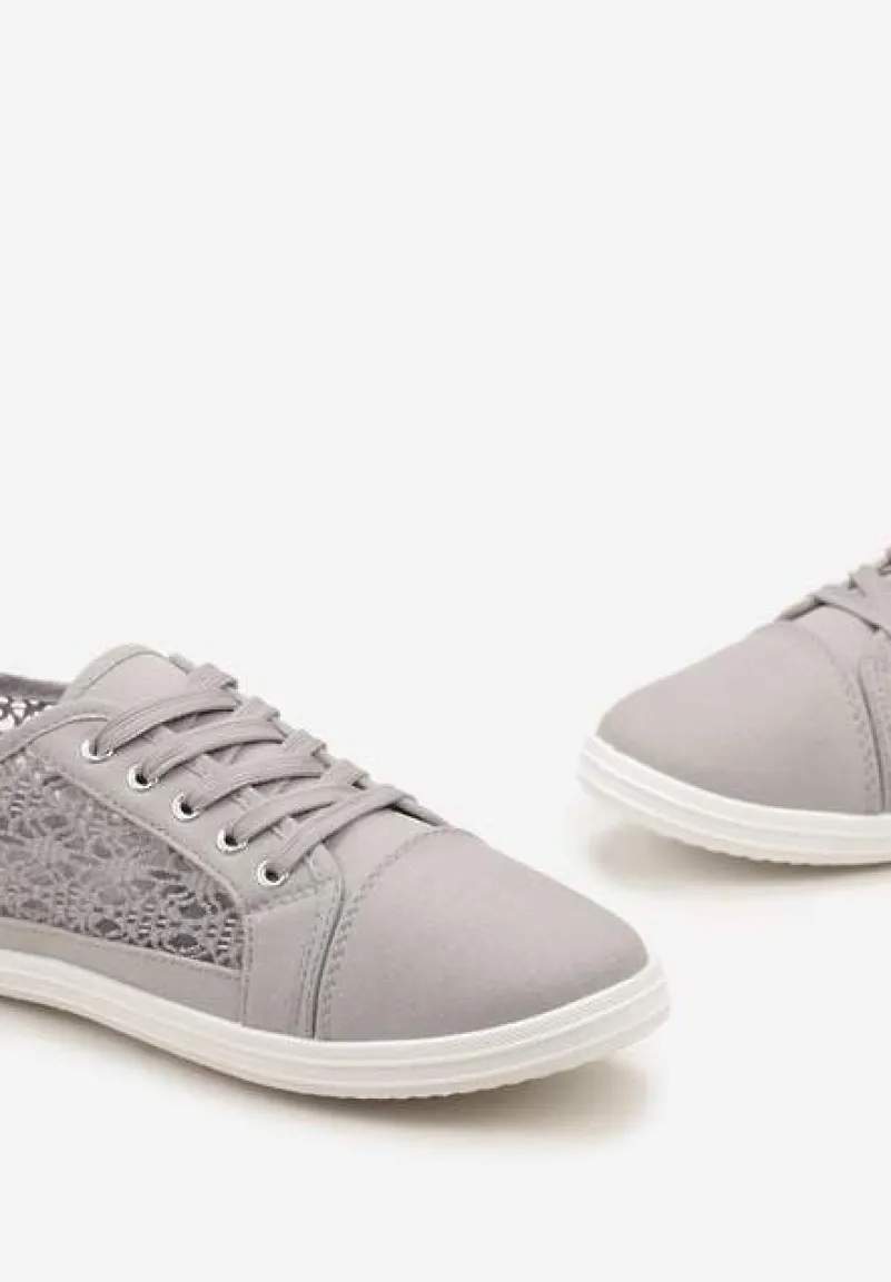 Szare Tenisówki z Ażurowymi Wstawkami Po Bokach Salessa