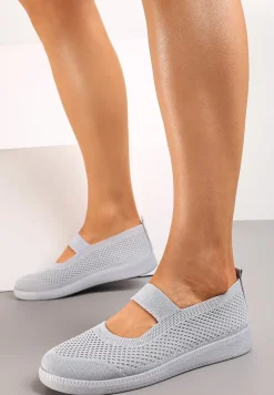 Szare Tenisówki z Elastycznym Paskiem i Siateczkową Cholewką Dilvena