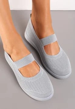 Szare Tenisówki z Elastycznym Paskiem i Siateczkową Cholewką Dilvena