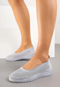 Szare Tenisówki z Elastyczną Cholewką Avisine