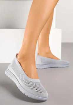 Szare Tenisówki z Elastyczną Cholewką Avisine