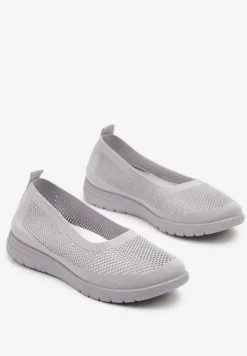 Szare Tenisówki z Elastyczną Cholewką Avisine