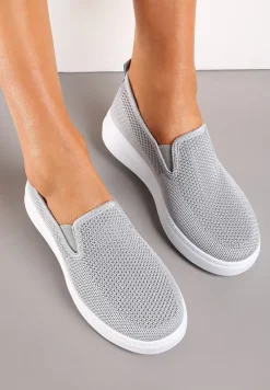 Szare Tenisówki z Elastyczną Wsuwaną Cholewką i Niską Platformą Bree