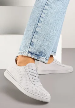 Szare Tenisówki z Perforowaną Cholewką Ellivene