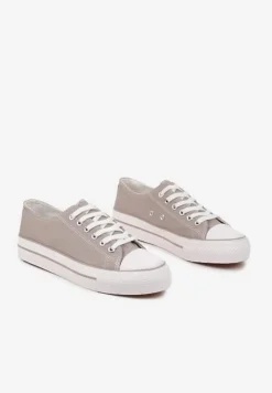 Szare Trampki Basic z Cholewką przed Kostkę na Niskiej Platformie Senadra