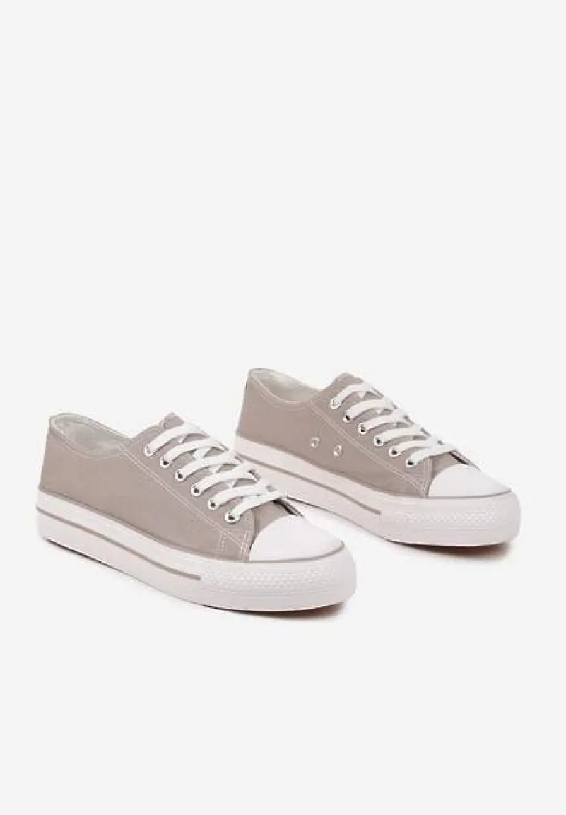 Szare Trampki Basic z Cholewką przed Kostkę na Niskiej Platformie Senadra