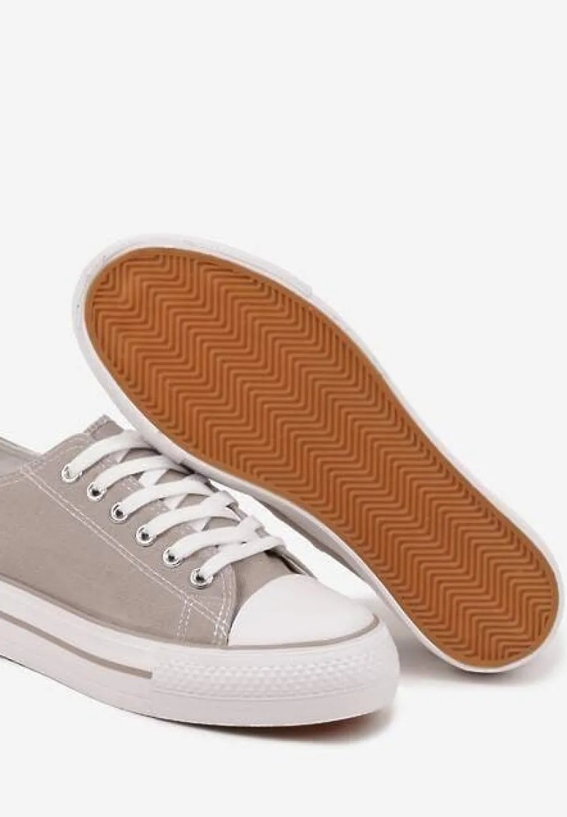 Szare Trampki Basic z Cholewką przed Kostkę na Niskiej Platformie Senadra