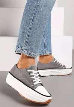 Szare Trampki na Wysokiej Platformie z Ozdobnym Bieżnikiem Nevelisse