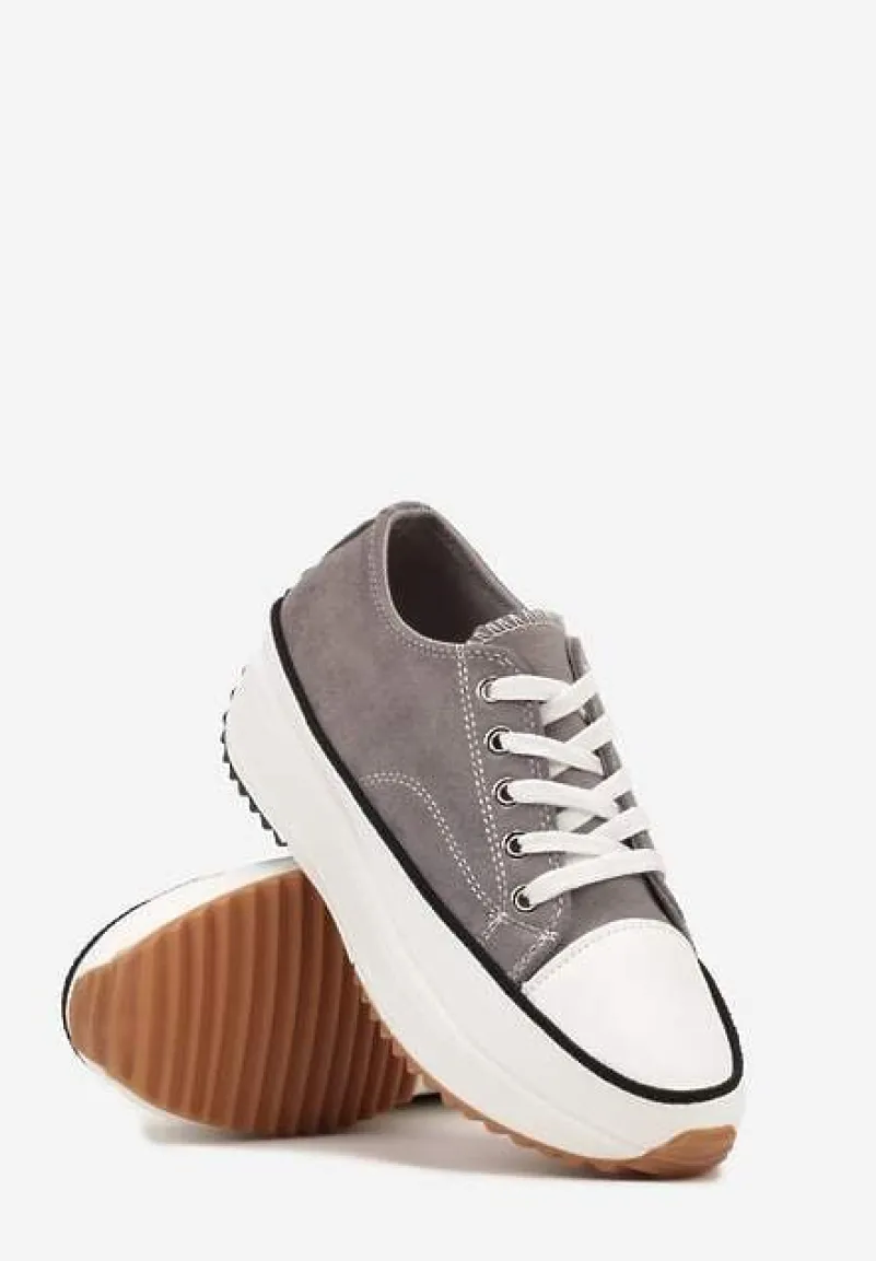 Szare Trampki na Wysokiej Platformie z Ozdobnym Bieżnikiem Nevelisse