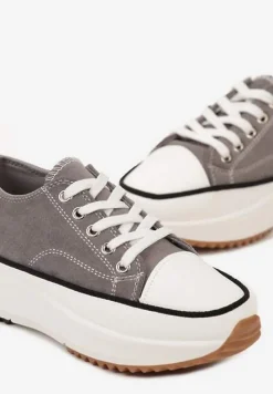 Szare Trampki na Wysokiej Platformie z Ozdobnym Bieżnikiem Nevelisse