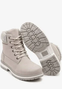 Szare Traperki Ozdobione Pluszowym Futerkiem Wokół Cholewki Mesiga