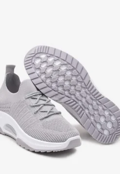 Szare Wsuwane Buty Sportowe w Skarpetkowym Stylu z Ozdobną Podeszwą Moonlise