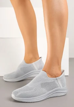 Szare Wsuwane Buty Sportowe Sneakersy z Siateczki Kolarietia