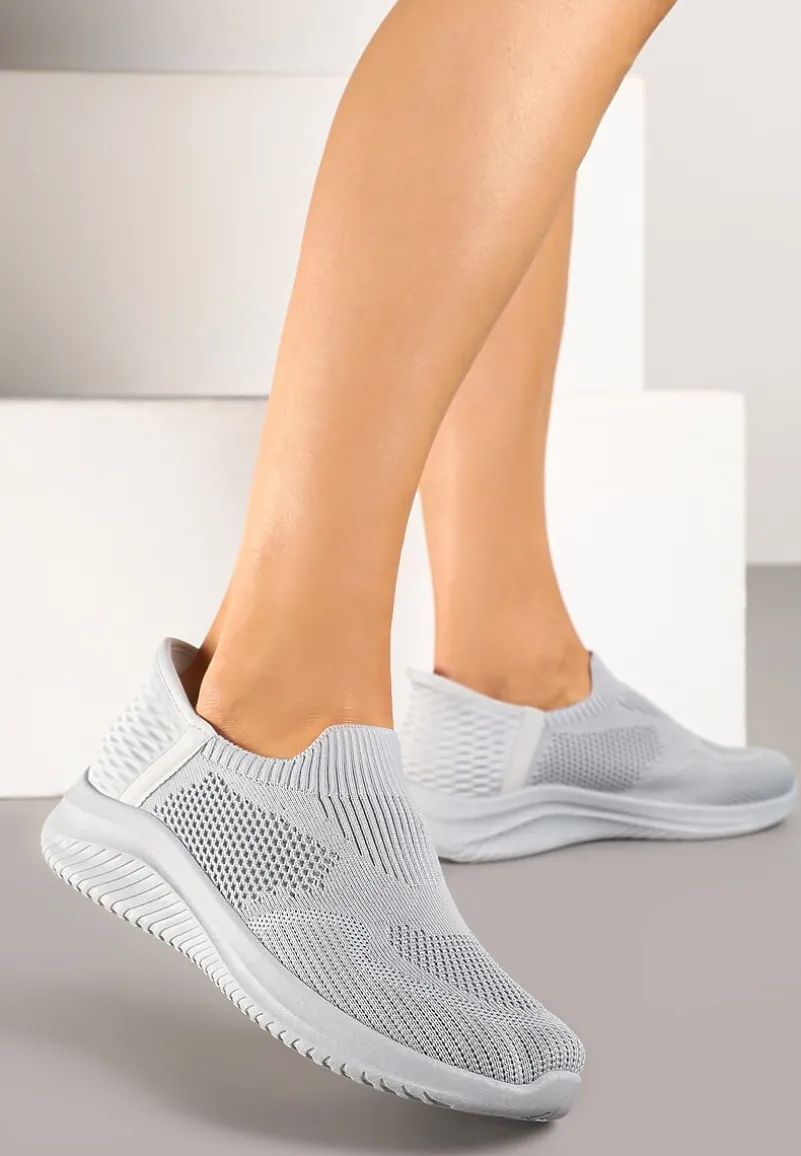 Szare Wsuwane Buty Sportowe Sneakersy z Siateczki Kolarietia