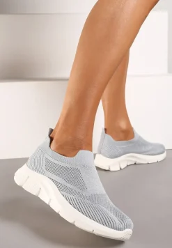Szare Wsuwane Buty Sportowe ze Skarpetkową Cholewką Tiamonika