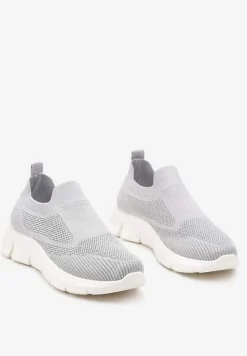 Szare Wsuwane Buty Sportowe ze Skarpetkową Cholewką Tiamonika