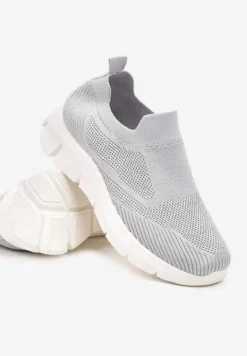 Szare Wsuwane Buty Sportowe ze Skarpetkową Cholewką Tiamonika