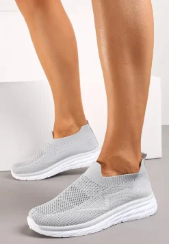 Szare Wsuwane Buty Sportowe z Elastyczną Cholewką Ifrana