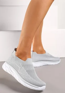 Szare Wsuwane Buty Sportowe z Elastyczną Cholewką Ifrana